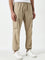 WES Casuals Beige Relaxed-Fit Mid-Rise Cotton Blend Pants