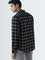 WES Casuals Black Checkered Slim-Fit Cotton Shirt