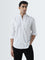 WES Casuals White Stripe Printed Slim-Fit Cotton Shirt