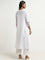 Utsa White Floral Embroidered A-Line Cotton Kurta