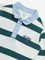 HOP Kids Green & White Striped Cotton Polo T-Shirt