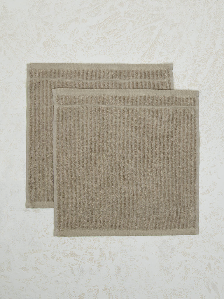 Westside Home Taupe Face Towel (Set of 2)