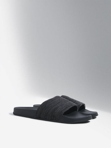 SOLEPLAY Dark Grey Knit-Textured Pool Slides