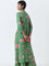 Utsa Green Floral Patterned A-Line Cotton Kurta