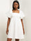 Nuon White Empire-Line Cotton Dress