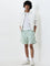 Nuon Mint Solid Relaxed-Fit Mid-Rise Cotton Blend Shorts