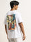 Nuon White Graphic Printed Relaxed-Fit Cotton T-Shirt