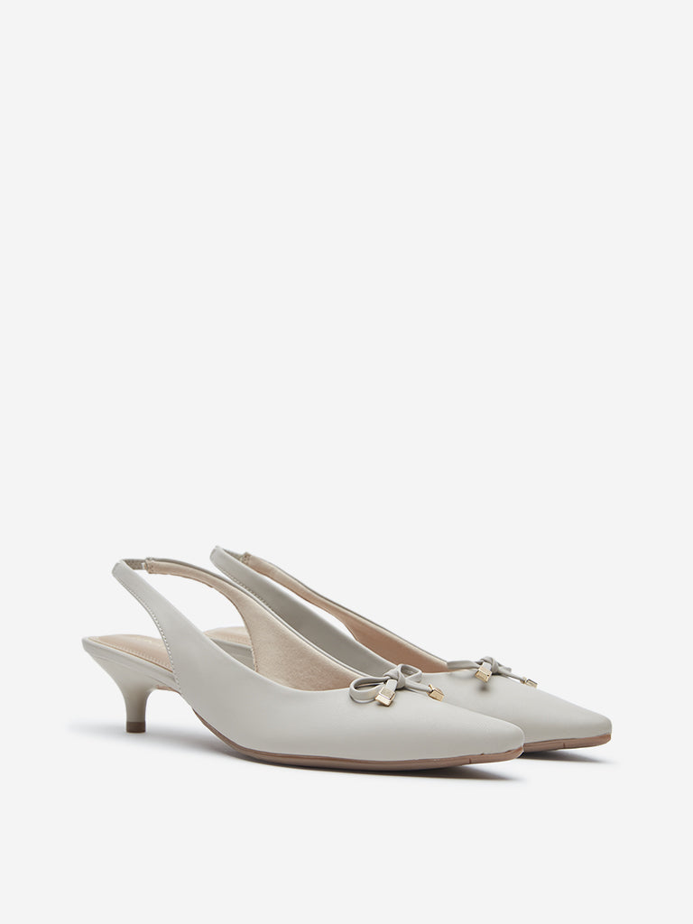 LUNA BLU Ivory Bow-Detailed Heeled Shoes