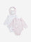 HOP Baby Light Pink Print Cotton Rompers & Bib - Pack of 2