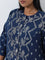 Diza Indigo Jamdani Printed A-Line Cotton Kurta