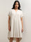 Gia Off-White Blended Linen High-Low Dress