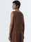 LOV Dark Brown Waistcoat-Style Blended Linen Top