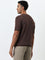 WES Formals Dark Brown Slim-Fit Cotton Blend T-Shirt