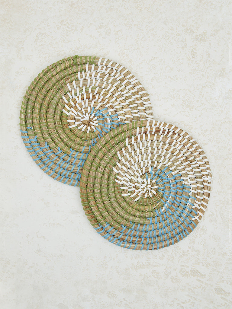 Westside Home Multicolour Swirl Braided Trivets (Set of 2)