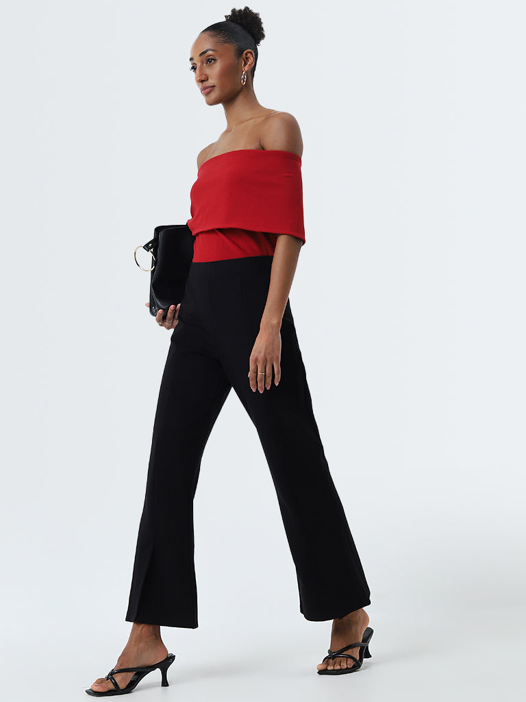 Wardrobe Black Bootcut High-Rise Trousers