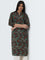 Utsa Green Foliage Printed Straight Cotton Kurta