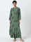 Utsa Green Printed High-Rise Cotton Palazzos