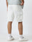 Nuon White Cargo-Style Mid-Rise Relaxed-Fit Cotton Shorts