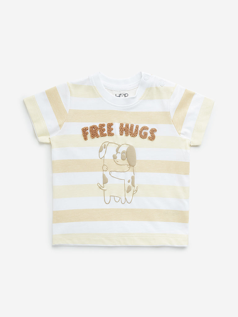 HOP Baby Yellow Stripe Printed Cotton T-Shirt