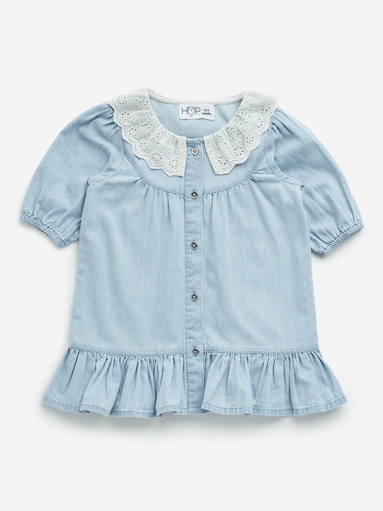 HOP Baby Blue Denim Straight Cotton Dress