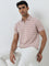 WES Casuals Dusty Pink Striped Relaxed-Fit Polo T-Shirt