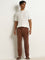 ETA Brown Mid-Rise Relaxed-Fit Cotton Blend Chinos