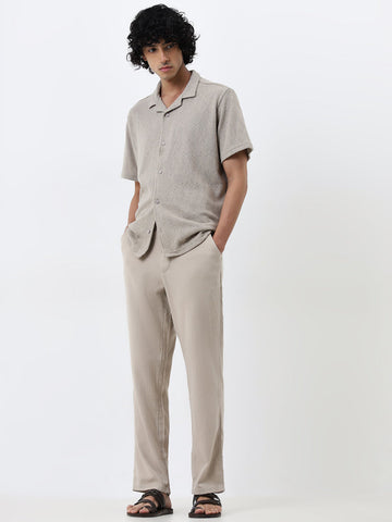 ETA Taupe Mid-Rise Relaxed-Fit Cotton Blend Chinos