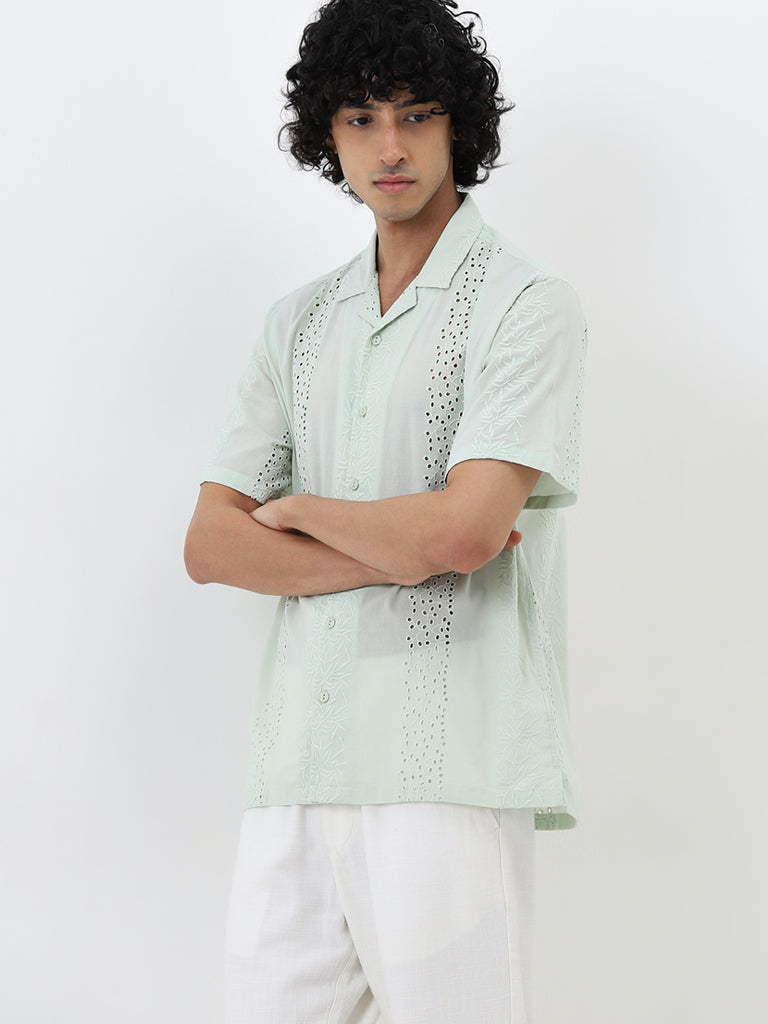 ETA Sage Schiffli Detailed Relaxed Fit Shirt