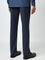 WES Formals Navy Checkered Slim-Fit Mid-Rise Trousers