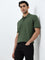 WES Casuals Olive Relaxed-Fit Cotton Blend Polo T-Shirt