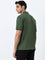 WES Casuals Olive Relaxed-Fit Cotton Blend Polo T-Shirt