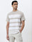 WES Lounge Beige Striped Slim-Fit T-Shirt