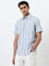 WES Casuals Blue Striped Relaxed-Fit Cotton Shirt