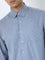 WES Formals Blue Slim-Fit Cotton Shirt