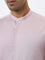 WES Formals Pink Solid Ultra-Slim Fit Cotton Blend Shirt