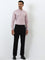 WES Formals Pink Solid Ultra-Slim Fit Cotton Blend Shirt