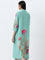 Utsa Mint Floral Printed A-Line Kurta