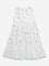 Utsa Kids White Floral Printed Cotton Tiered Dress (8-14 Years)