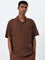 ETA Brown Knit-Textured Relaxed-Fit Cotton Shirt