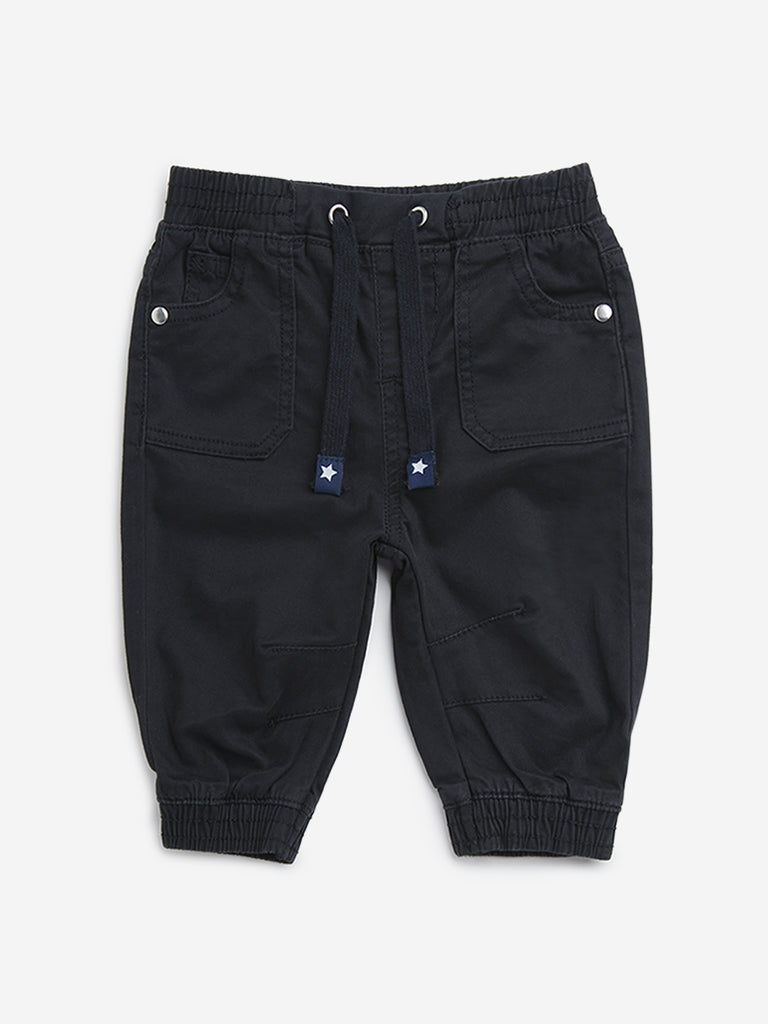 HOP Baby Black High-Rise Cotton Blend Joggers