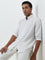 Ascot Off-White Stripe Printed Relaxed-Fit Cotton Blend Shirt