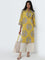 Utsa Yellow Bird Printed Straight Cotton Kurta