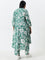 Diza Green Floral Pattern A-Line Cotton Kurta