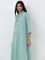 Utsa Mint Embroidered A-Line Cotton Blend Kurta