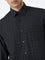 WES Formals Black Checkered Relaxed-Fit Shirt