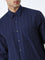 WES Formals Navy Striped Slim-Fit Shirt