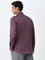 WES Formals Mauve Solid Slim-Fit Cotton Blend Shirt