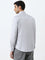 WES Formals Grey Solid Slim-Fit Cotton Blend Shirt