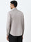 WES Formals Light Taupe Solid Slim-Fit Cotton Blend Shirt