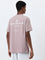 Studiofit Dusty Pink Printed Relaxed-Fit Cotton T-Shirt